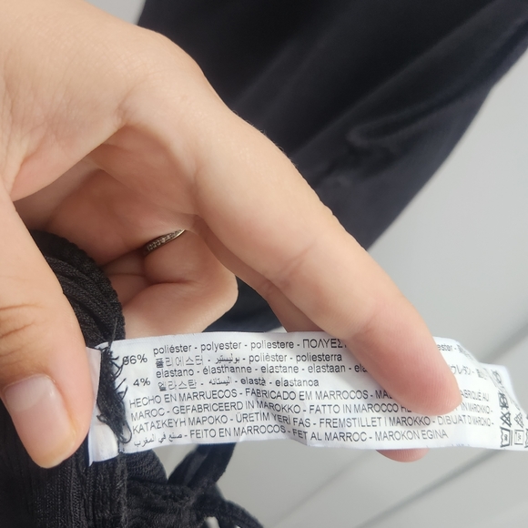 Zara Black Ruched Tie Side Ribbed Dress Small - Picture 10 of 11